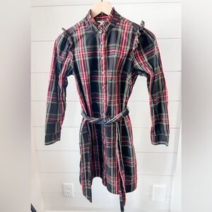 J. Crew Red and Black Plaid Midi Dress